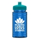 a teal lid & transparent blue bottle upcycle - mini 16 oz rpet sports bottle with push - pull lid