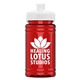 aerial view a white lid & transparent red bottle upcycle - mini 16 oz rpet sports bottle with push - pull lid, image 1 of 2