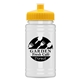 aerial view a yellow lid & eco white bottle upcycle - mini 16 oz rpet sports bottle with push - pull lid, image 1 of 2