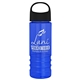 a black lid & transparent blue bottle salute - 24 oz bottle with oval crest lid