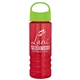 a lime green lid & transparent red bottle salute - 24 oz bottle with oval crest lid