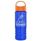 a orange lid & transparent blue bottle salute - 24 oz bottle with oval crest lid