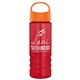 a orange lid & transparent red bottle salute - 24 oz bottle with oval crest lid