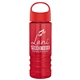 a red lid & transparent red bottle salute - 24 oz bottle with oval crest lid