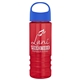 a royal blue lid & transparent red bottle salute - 24 oz bottle with oval crest lid