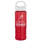 a white lid & transparent red bottle salute - 24 oz bottle with oval crest lid