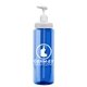 a white lid & transparent blue bottle 32 oz transparent pump bottle