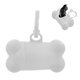 aerial view a white bone shaped dog bag dispenser, image 1 of 2