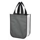 aerial view a gray lola non - woven shopper tote bag with 100 rpet material, image 1 of 3