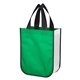 aerial view a kelly green lola non - woven shopper tote bag with 100 rpet material, image 1 of 3