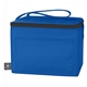 aerial view a royal blue non - woven cooler bag with rpet material, image 1 of 3