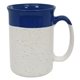 aerial view a white with blue 13 oz speckled mug, image 1 of 2