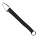 aerial view a black lanyard & silver tone carabiner 3/4 sewn polyester keychain with metal split - ring strap and carabiner, image 1 of 2
