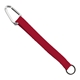 aerial view a red lanyard & silver tone carabiner 3/4 sewn polyester keychain with metal split - ring strap and carabiner, image 1 of 2