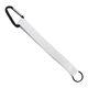 aerial view a white lanyard & black carabiner 3/4 sewn polyester keychain with metal split - ring strap and carabiner, image 1 of 2