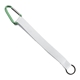 aerial view a white lanyard & green carabiner 3/4 sewn polyester keychain with metal split - ring strap and carabiner, image 1 of 2