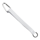 aerial view a white lanyard & silver tone carabiner 3/4 sewn polyester keychain with metal split - ring strap and carabiner, image 1 of 2
