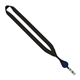 aerial view a black lanyard & navy reel 3/4 polyester lanyard with metal crimp retractable badge reel, image 1 of 2