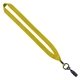 aerial view a yellow 3/4 polyester lanyard with metal crimp bulldog clip, image 1 of 2