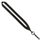 aerial view a black 3/4 polyester lanyard with metal crimp swivel snap hook, image 1 of 2