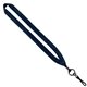 aerial view a navy 3/4 polyester lanyard with metal crimp swivel snap hook, image 1 of 2