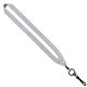 aerial view a white 3/4 polyester lanyard with metal crimp swivel snap hook, image 1 of 2