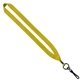 aerial view a yellow 3/4 polyester lanyard with metal crimp swivel snap hook, image 1 of 2