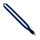 aerial view a royal blue 5/8 polyester lanyard with plastic snap buckle release, image 1 of 2