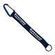 aerial view a navy lanyard & blue carabiner 3/4 sewn polyester keychain with metal split - ring strap and carabiner, image 2 of 2