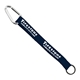 aerial view a navy lanyard & silver tone carabiner 3/4 sewn polyester keychain with metal split - ring strap and carabiner, image 2 of 2