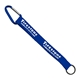 aerial view a royal lanyard & blue carabiner 3/4 sewn polyester keychain with metal split - ring strap and carabiner, image 2 of 2