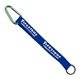 aerial view a royal lanyard & green carabiner 3/4 sewn polyester keychain with metal split - ring strap and carabiner, image 2 of 2