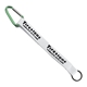 aerial view a white lanyard & green carabiner 3/4 sewn polyester keychain with metal split - ring strap and carabiner, image 2 of 2