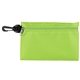 aerial view a lime lazy day xl 43 piece outdoors and camping kit in supersized zipper pack components inserted into zipper kit with plastic carabiner attachment, image 1 of 2