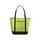 aerial view a green-lime medium size non - woven cooler tote bag with zipper, image 1 of 5