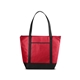 aerial view a red medium size non - woven cooler tote bag with zipper, image 1 of 5
