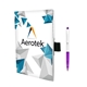 aerial view a purple 5 x 7 perfect paper cover notebook with pen, image 1 of 2
