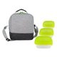 aerial view a green bag & green container bay handy portion control lunch kit, image 1 of 2