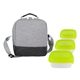 a white bag & green container bay handy portion control lunch kit