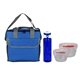 a blue bag & red container & blue bottle ridge nesting infuser set