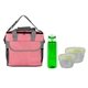 a red bag & green container & green bottle ridge nesting infuser set