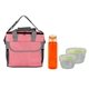 a red bag & green container & orange bottle ridge nesting infuser set