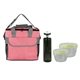 a red bag & green container & smoke bottle ridge nesting infuser set