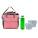 a red bag & blue container & green bottle ridge nesting infuser set
