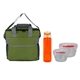 a green bag & red container & orange bottle ridge nesting infuser set