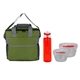 a green bag & red container & red bottle ridge nesting infuser set