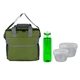 a green bag & white container & green bottle ridge nesting infuser set