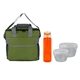 a green bag & white container & orange bottle ridge nesting infuser set
