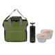 a green bag & orange container & smoke bottle ridge nesting infuser set