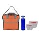 a orange bag & red container & blue bottle ridge nesting infuser set